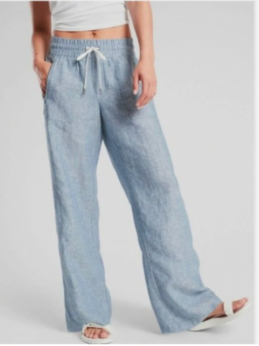 Athleta Cabo Chambray Wide Leg Pant Size 8